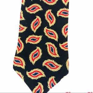 Italian Armani Tie Black Blue Red Tan Print 4” Cravatte